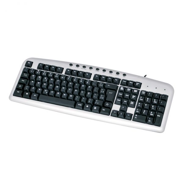 TECLADO MULTIMIDIA PS2 COLEÇÃO KB-2200 PRETO/PRATA